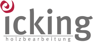 Logo der Firma Icking mit dem Schriftzug &bdquo;ick ing&ldquo; in grauer Schrift und dem Wort &bdquo;holzbearbeitung&ldquo; darunter.