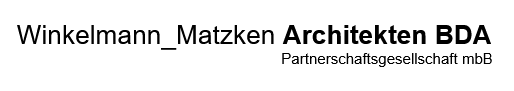 Logo der Architektenpartnerschaft Winkelmann_Matzken BDA mit Firmennamen und Zusatz &bdquo;Partnerschaftsgesellschaft mbB&ldquo;.