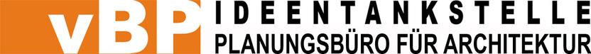 Logo der vBP Identanstelle, Planungsb&uuml;ro f&uuml;r Architektur, in orange-schwarzer Farbgestaltung.